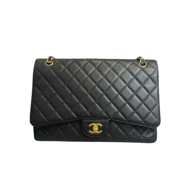 Single Flap Maxi Caviar Black GHW