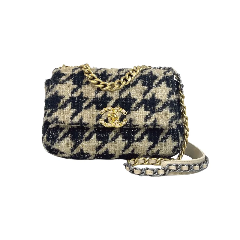 Small 19 Tweed Houndstooth Black Beige MHW