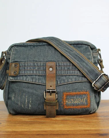 Blue Denim Small Messenger Bags Denim Small Side Bags Vintage Small Crossbody Bag For Men