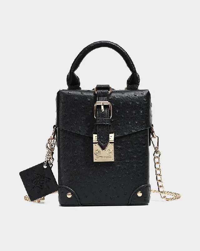 Ostrich Mini Tote Bag in Black