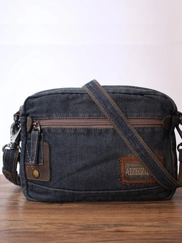 Blue Denim Mens Small Shoulder Bag Clutch bag Denim Small Messenger Bag For Men