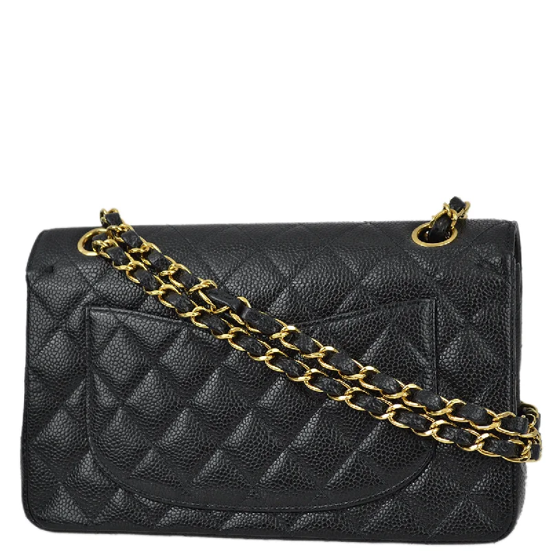 Chanel 2003-2004 Black Caviar Small Classic Double Flap Shoulder Bag