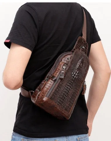 Cool Sling Crossbody Backpack For Men Leather Sling Bag Mens One Shoulder Backpack