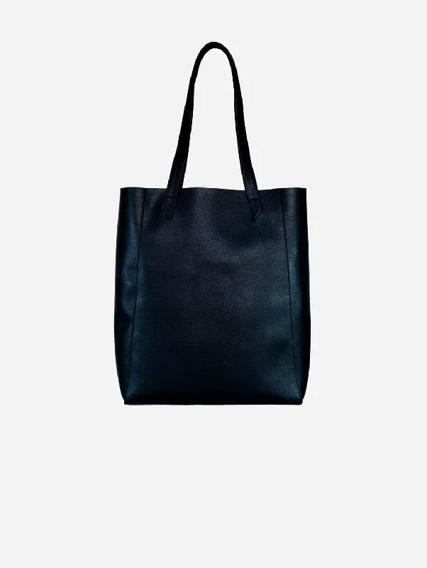 Basic Vegan Leather Everyday Tote Bag | Black