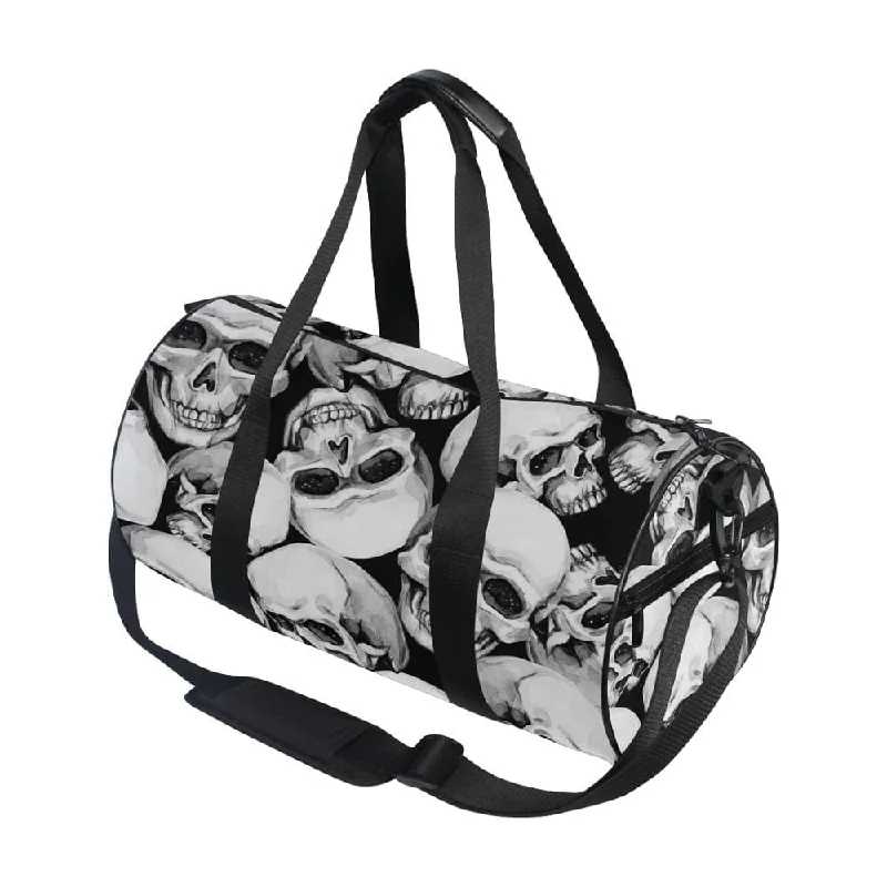 Skull Print Canvas Gym or Travel Large Pocket Casual Shoulder Bag