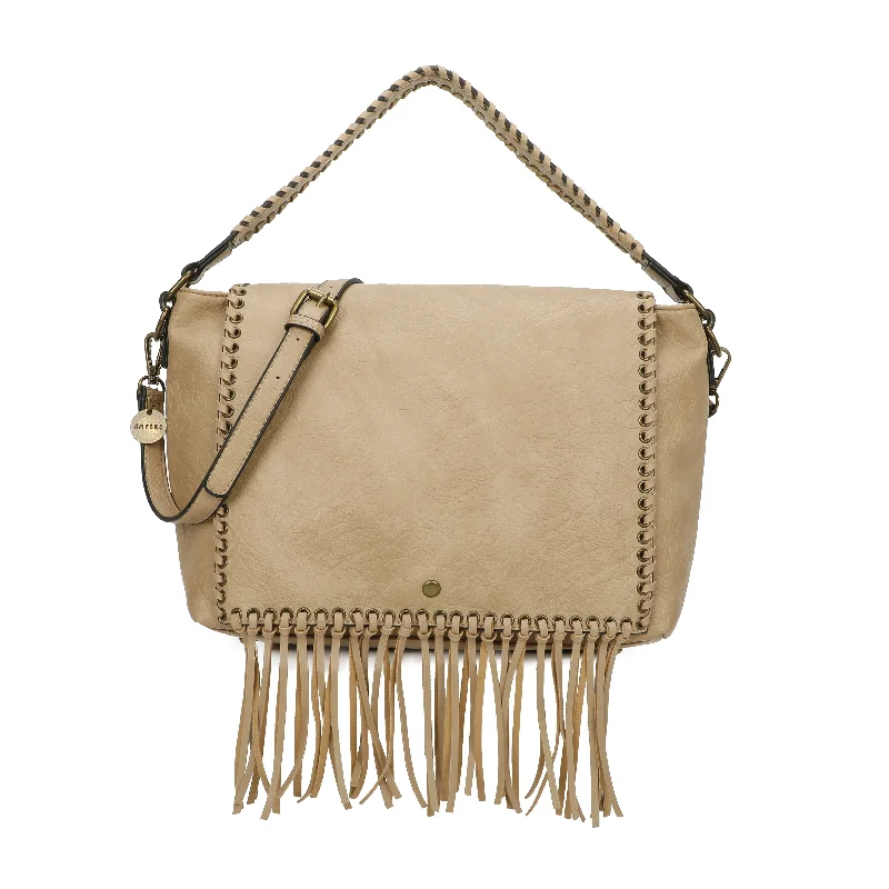 Lacey Fringe Messenger - Tan