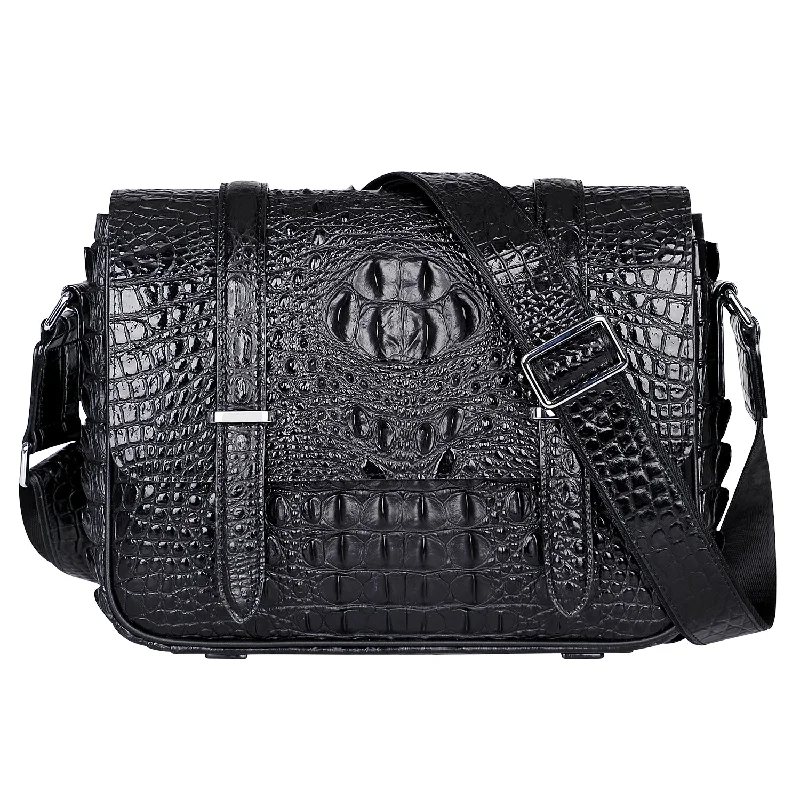 Crocodile Leather Messenger Bag