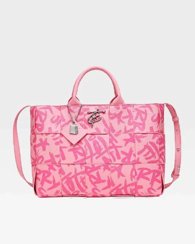 Graffiti Tote Bag in Pink