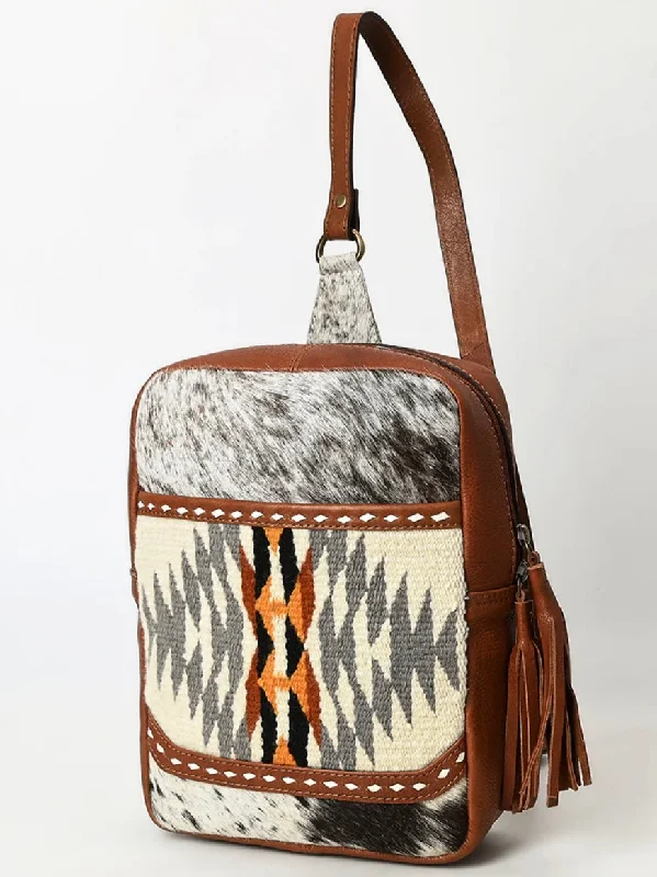 American Darling Sling Upcycled Wool Hair-On Genuine Leather Women Bag Western Handbag Purse