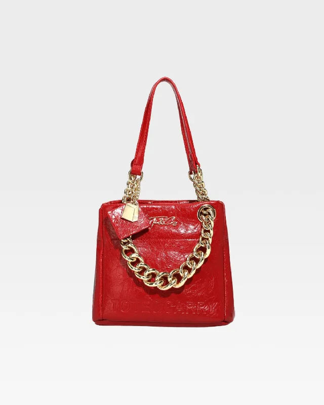 Leather Mini Tote Bag in Red