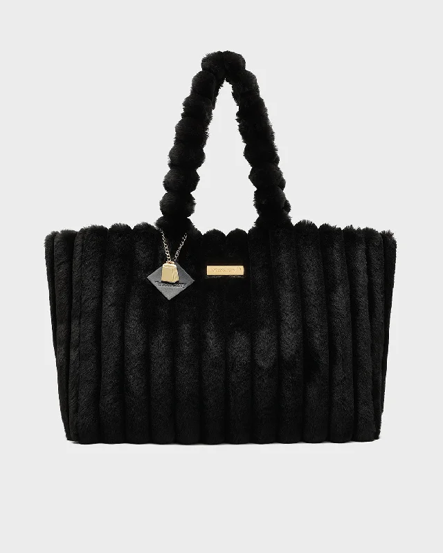 Fuzzy Tote Bag in Black