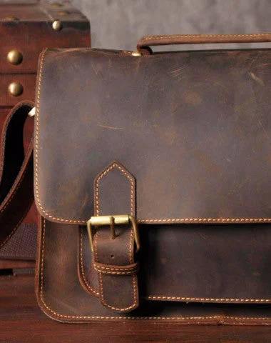 Handmade leather men Vintage messenger Bags Cool Shoulder Bag laptop Bags