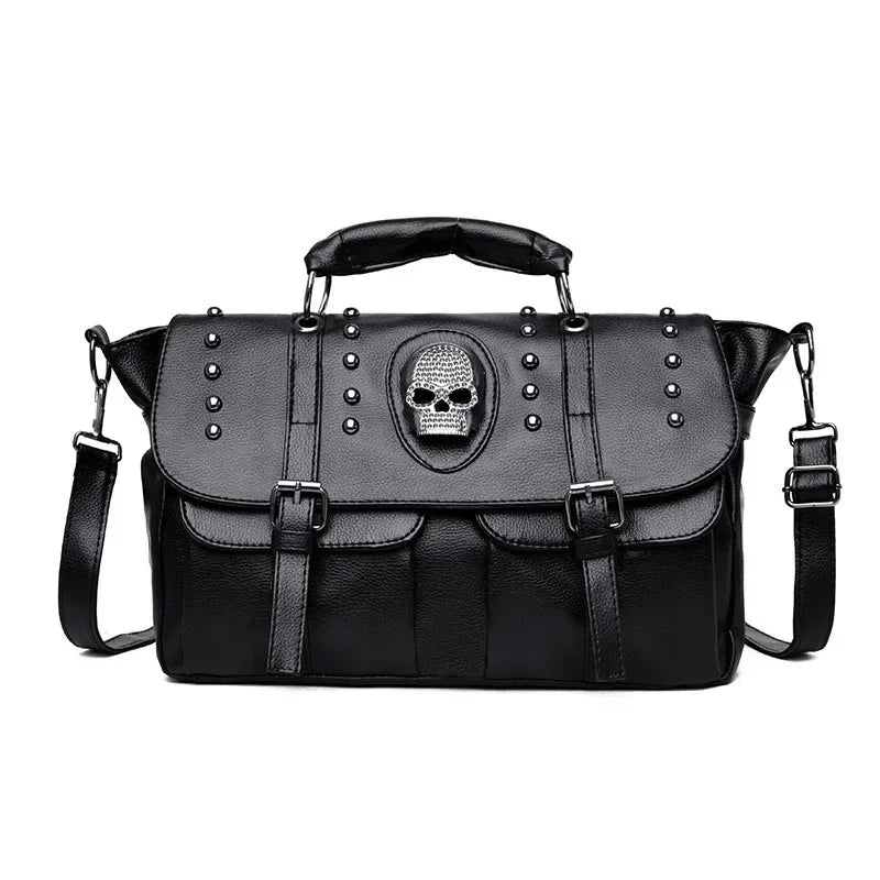 Punk Style Women's Skull Black Large Capacity Shoulder Bag