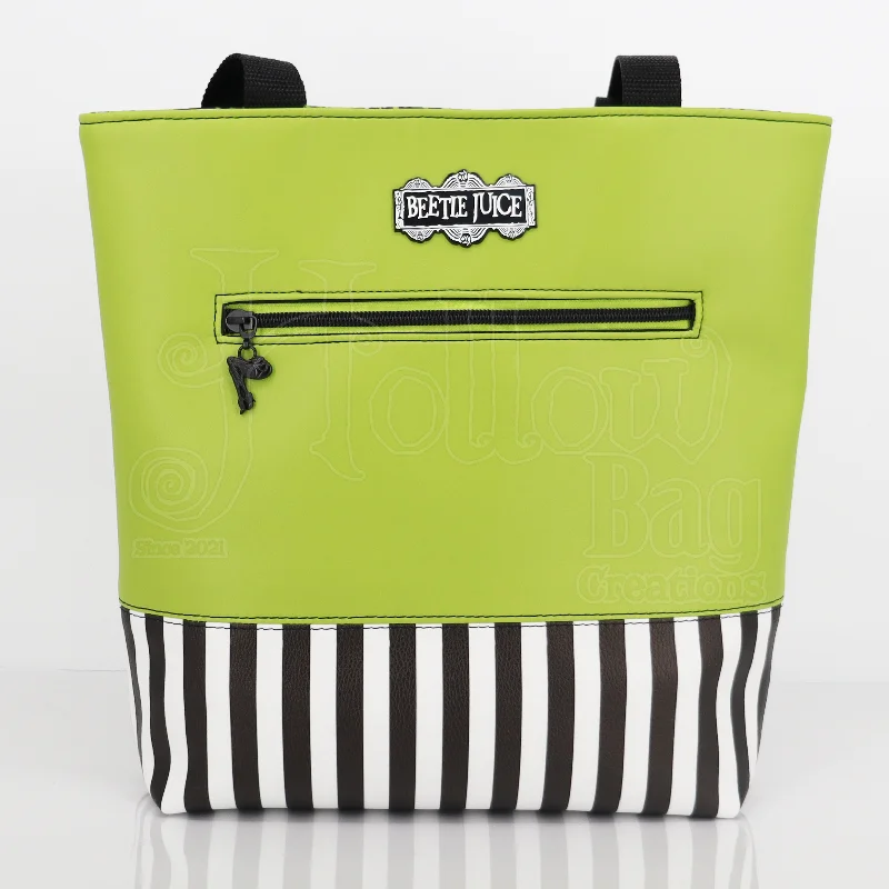 SM Tote - BJ Danger Noodles Green & Striped