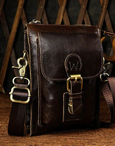 Mens Small Leather Belt Pouch Waist Bag BELT BAG Shoulder Bag For Men