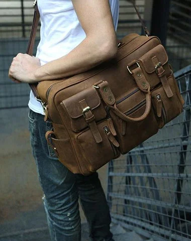 Cool Leather Mens Large Travel Bag Handbags Shoulder Bags Weekender Bag for men