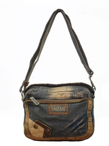 Blue Denim Small Side Bag Mens Denim Messenger Bag Vintage Denim Small Crossbody Bag For Women