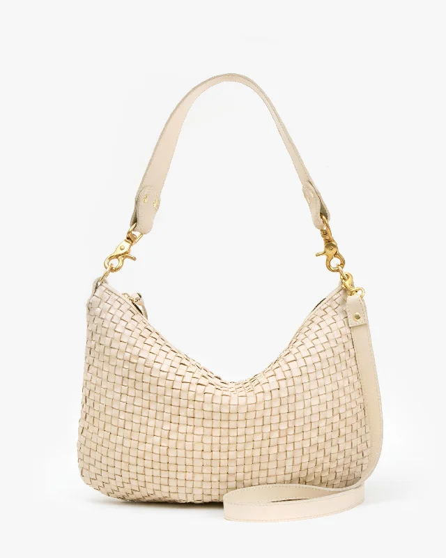 Moyen Messenger Cream Woven Leather