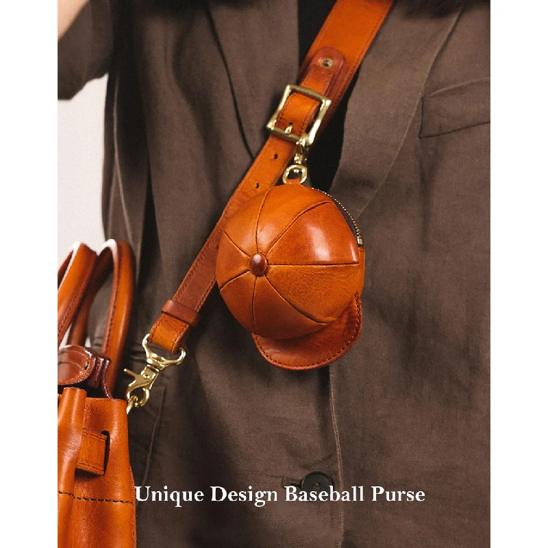 Vegetable Tanned Leather Baseball Cap Purse | AirPods Holder