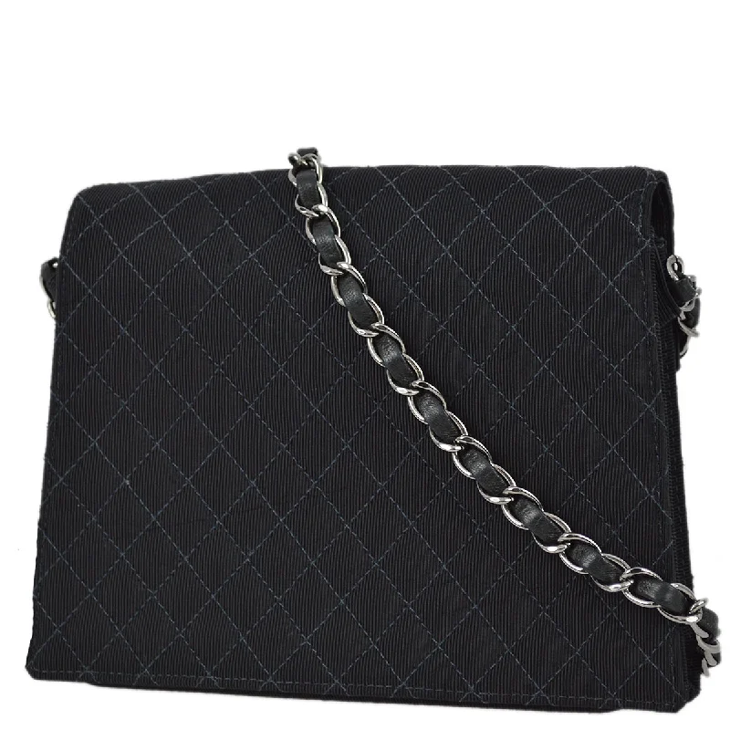 Chanel 2004-2005 Black Emblem Chain Shoulder Bag