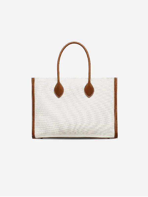 Aurora Cactus Leather Vegan Tote Bag | White & Brown