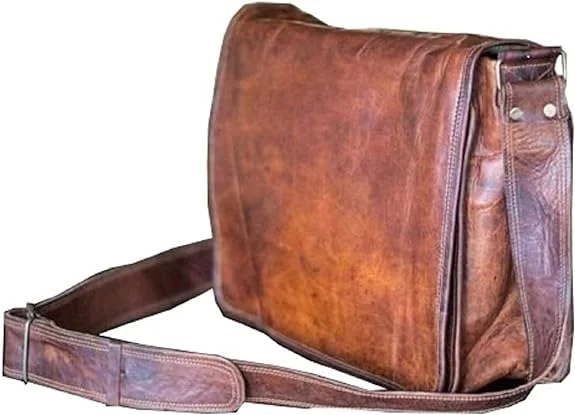 Vintage Leather Crossbody Messenger Bag: Perfect Fit for 10.5-inch iPad Pro