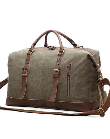 Canvas Leather Mens Large Blue Weekender Shoulder Bag Green Travel Duffle Bag Luggage Bag for Men