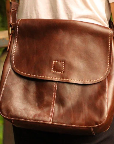 Genuine Leather Mens Cool Messenger Bag iPad Bag Chest Bag Bike Bag Cycling Bag For Men