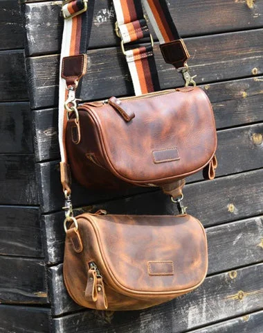 Brown LEATHER MEN'S Small Side bag Brown Saddle Bag MESSENGER BAG Brown Courier Bag FOR MEN