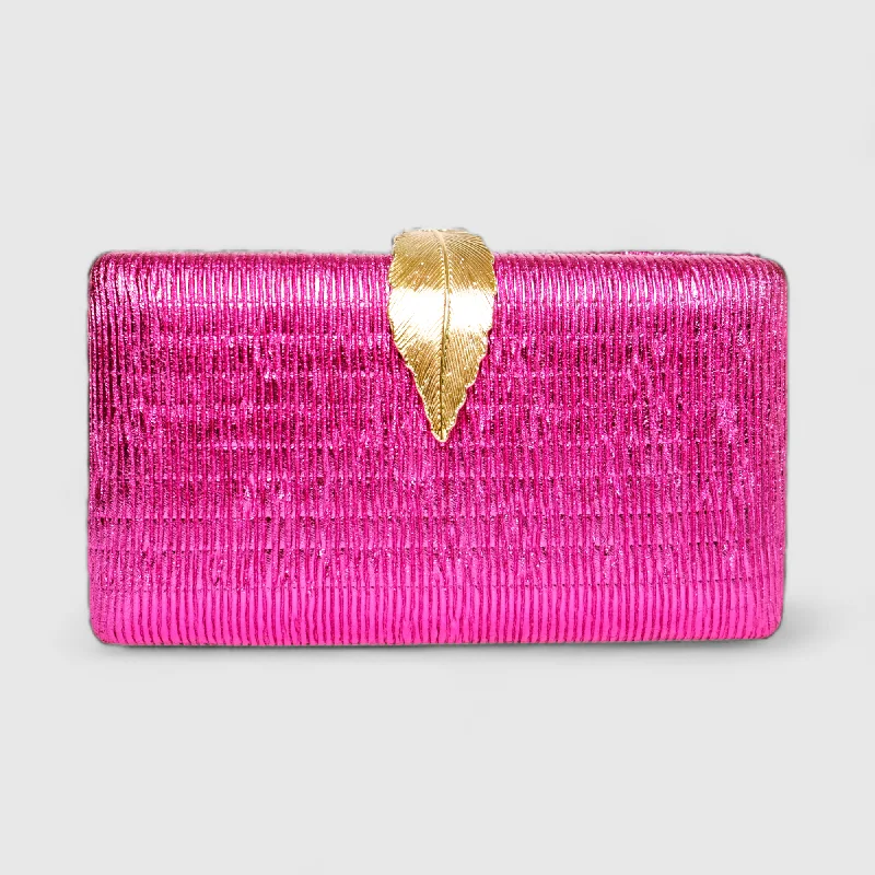 Chokore Shimmery Leaf Clutch/Handbag (Pink)