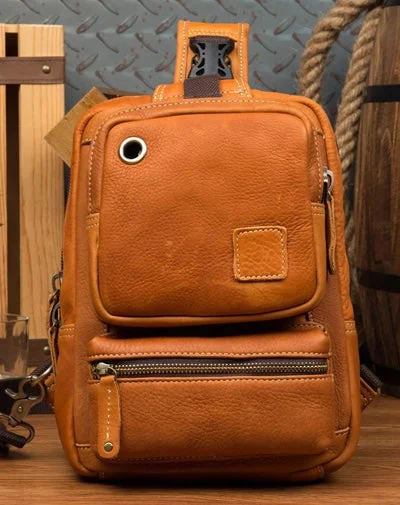 Leather Mens Cool Sling Bag Crossbody Bag Chest Bag for men