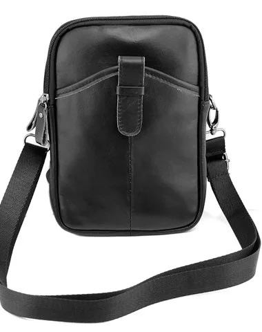 Casual Black LEATHER MENS SMALL VERTICAL Postman BAG SIDE BAGS Cool COURIER BAG MESSENGER BAG FOR MEN