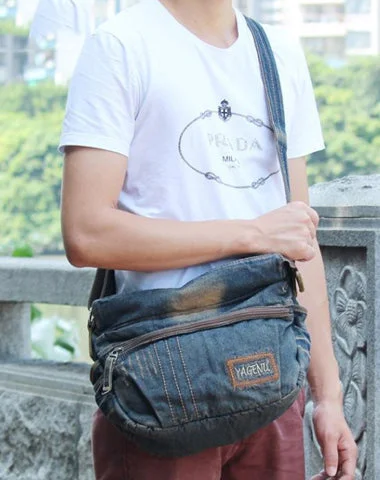 Blue Denim Mens Casual Messenger Bag Jean Side Bag Postman Bags Courier Bag For Men