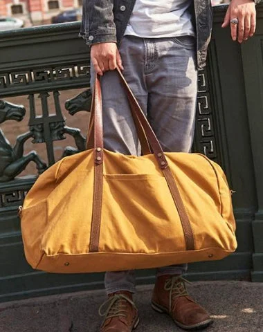 Camel Mens Canvas Large Weekender Bag Canvas Travel Shoulder Bag Large Canvas Duffle Bags for Men