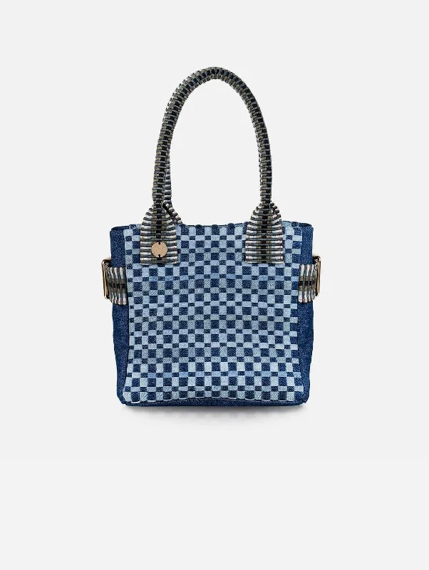 Kaba Mini Denim Vegan Tote Bag | Blue