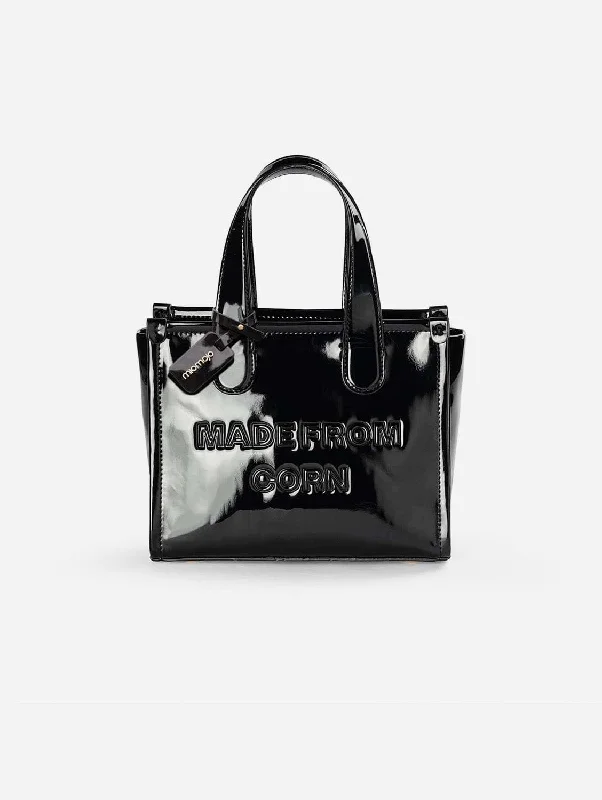 Alma M Corn Leather Vegan Tote Bag | Black