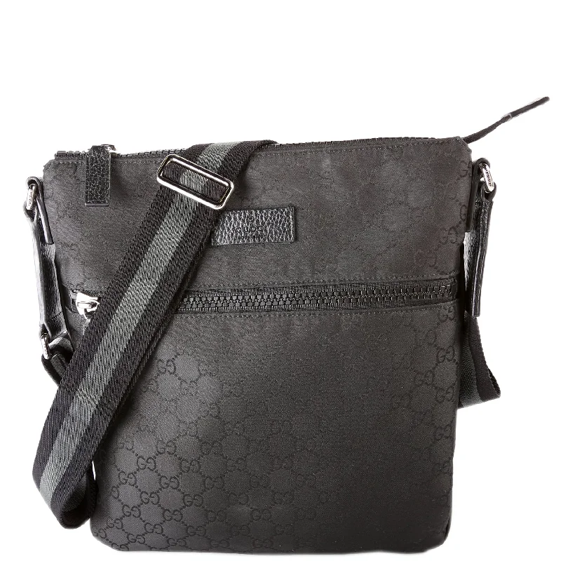 GG Nylon Small Flat Messenger Black