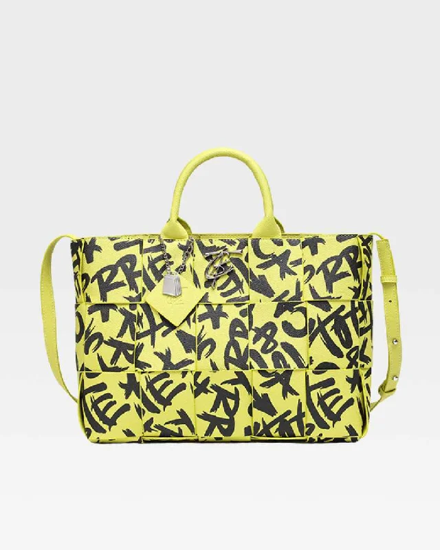 Graffiti Tote Bag in Yellow