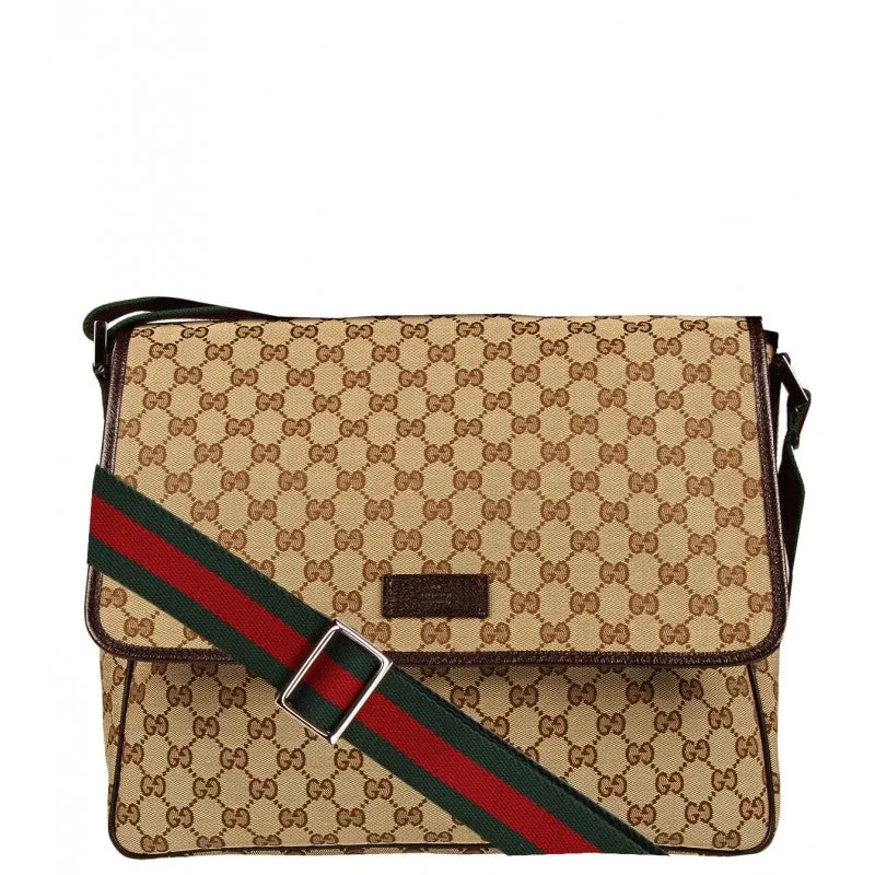 Gucci Beige & brown original GG fabric messenger bag