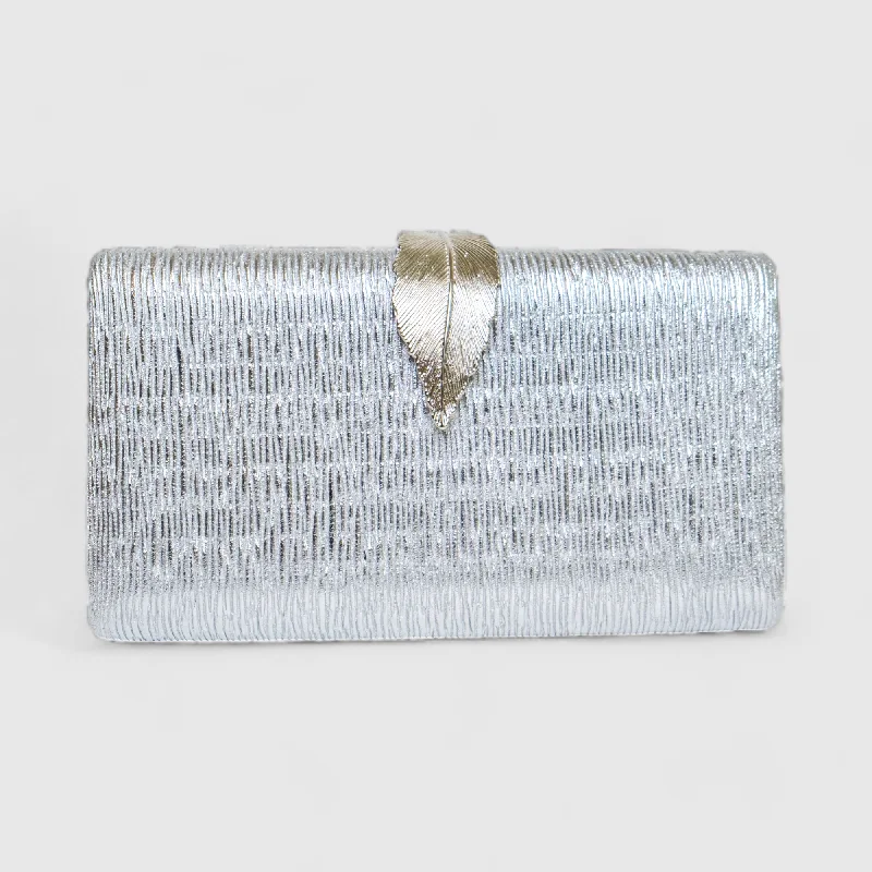 Chokore Shimmery Leaf Clutch/Handbag (Silver)