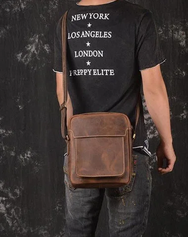 Vintage Leather Men's Small Side Bag Table Bag Small Messenger Bag For Men