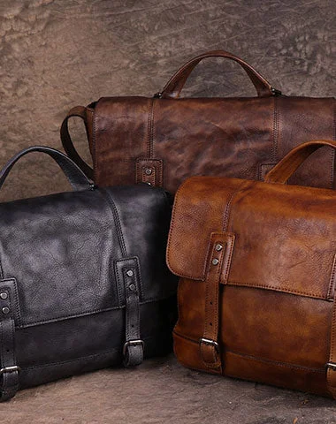 Genuine Leather Mens Cool Messenger Bag iPad Bag Chest Bag Bike Bag Cycling Bag for men