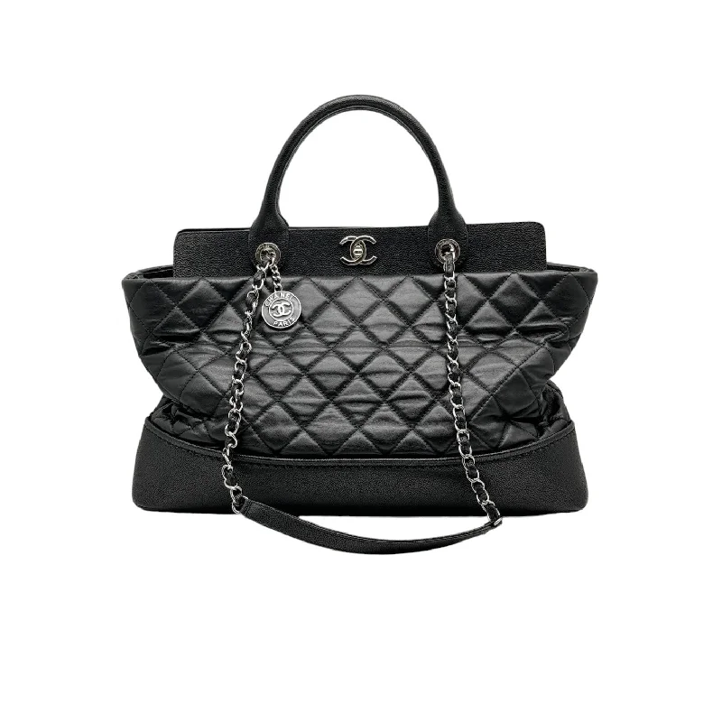 Bi Coco Large Shopper Tote Lambskin Caviar Quilted Black SHW