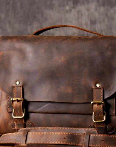 Handmade leather men Briefcase messenger vintage shoulder laptop bag vintage bag