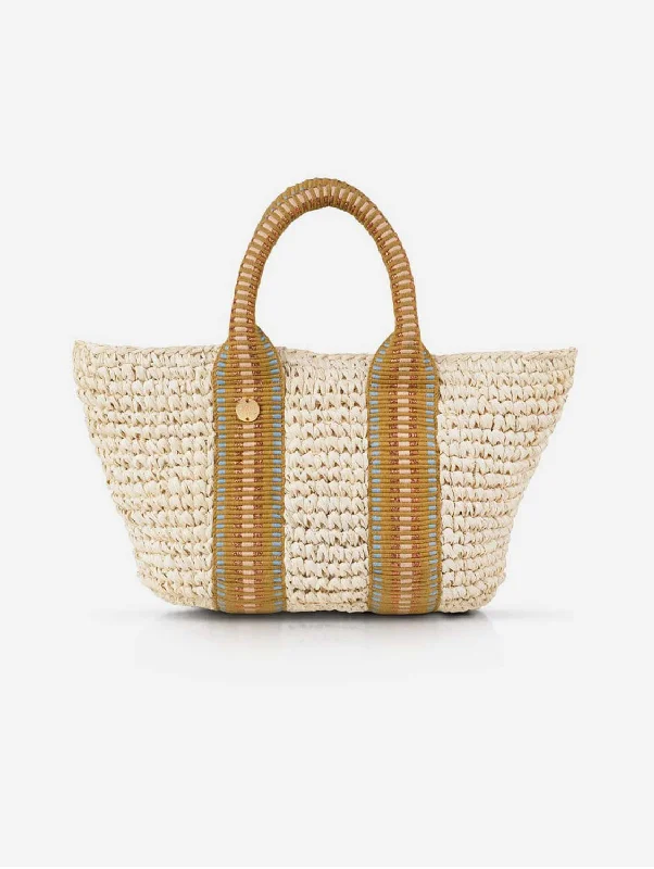 Gili Raffia Vegan Tote Bag | Natural & Copper Stripe