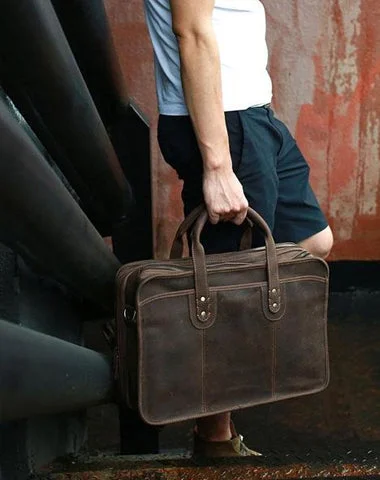 Vintage Leather Mens Large Weekender Bag Travel Bags Handbags Shoulder Bags for men