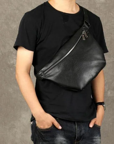 Cool Leather Mens Chest Bag Sling Bag Sling Crossbody Bag for men