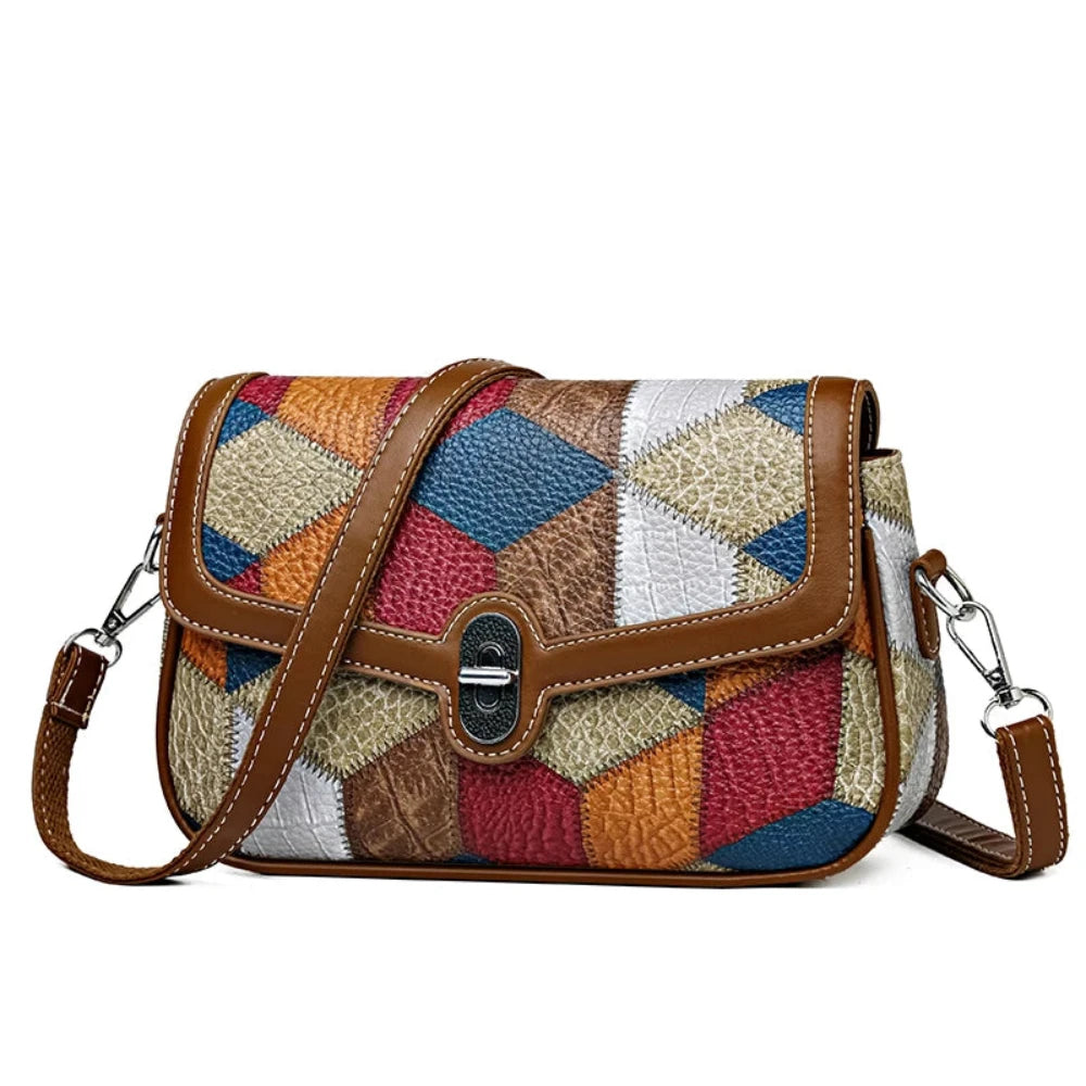 Messenger Bag Splicing Wide Shoulder Strap Crossbody Bag