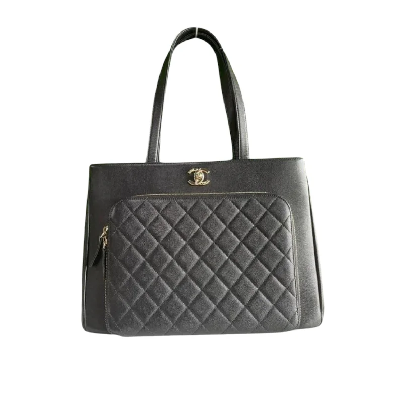 Business Affinity Shopping Tote Caviar Black GHW