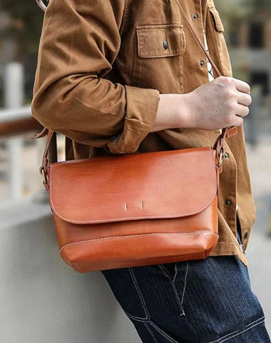 Casual Small Leather Mens Black Side Bag Brown Postman Bag Messenger Bag For Men